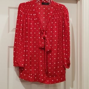 Red & white polka dot blouse